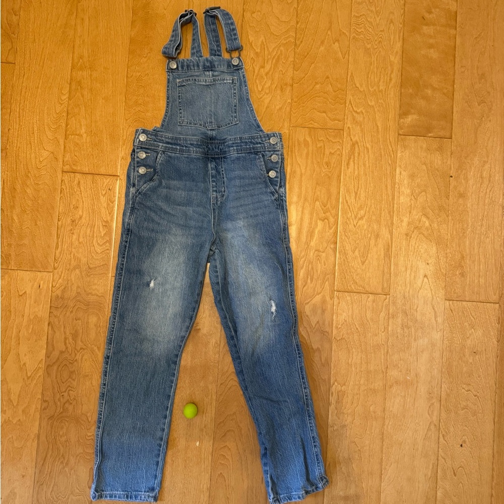 Cat and Jack Girls Blue Denim Overalls, Size 8